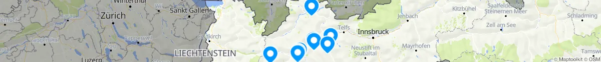 Kartenansicht für Apotheken-Notdienste in der Nähe von Pettneu am Arlberg (Landeck, Tirol)